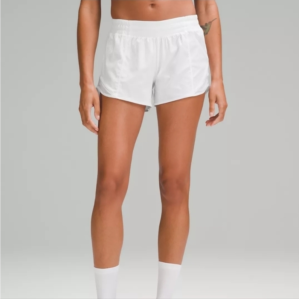 Lululemon Athletica Hotty Hot 4" White Lined Athletic Shorts
